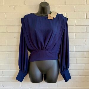 Umgee Deep Blue Women's Blouse, SZ S NWT BEAUTIFUL!